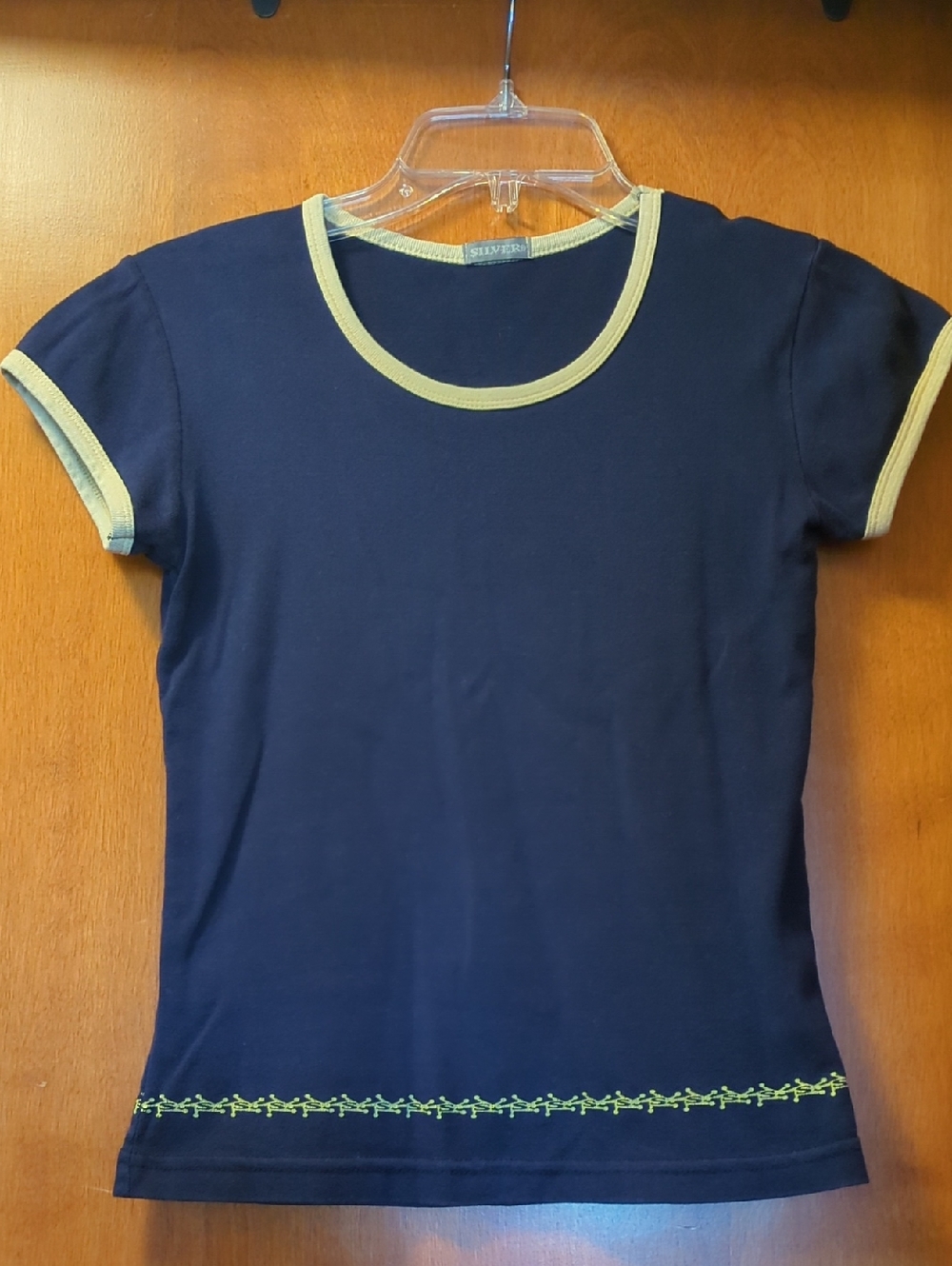 Silver Jeans Navy Tee with Yellow Trim
